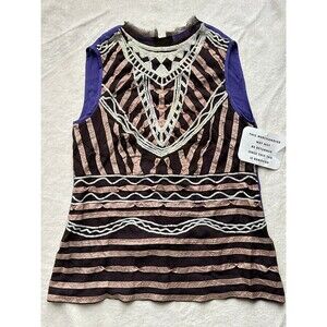 NWT 100% Silk Nanette Lepore Sleeveless Novella Top size 4 Sequin Embellished